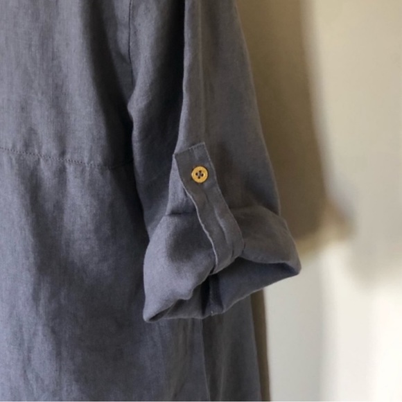 Ellen Tracy 100% linen grey pullover blouse top 3/4 sleeve lagenlook size medium - Picture 6 of 13